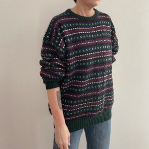 Vintage 80s Fair Isle Wool Sweater – Wm. H. Leishman Shetland Knit – Hong Kong M